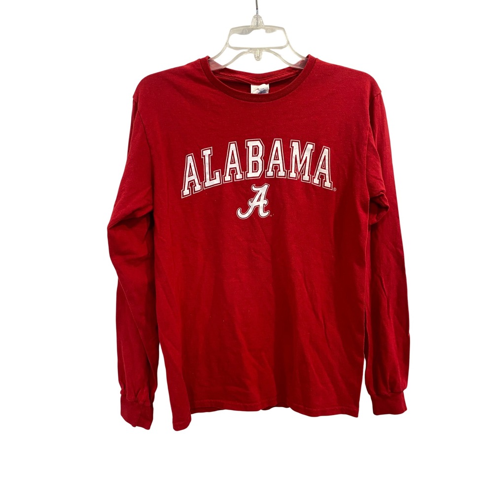 Alabama Crimson Tide Long Sleeve T Shirt Red 'A' Logo Adult Small Baseball Style